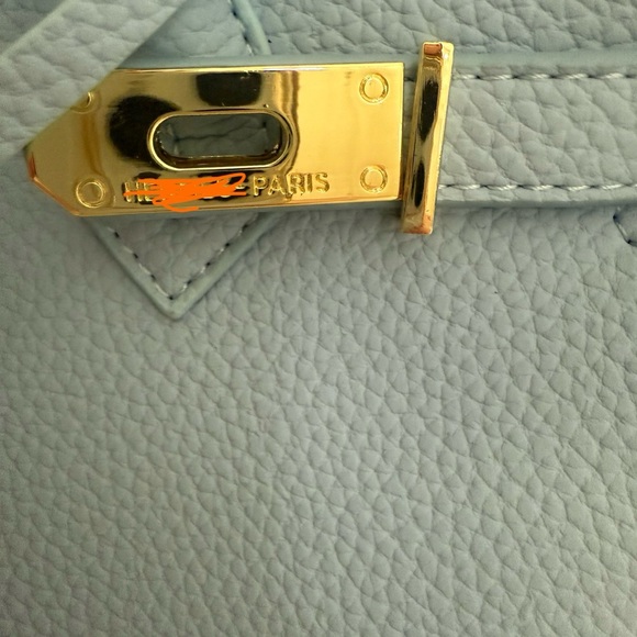 Light Blue Leather 25cm Handbag - Picture 3 of 9